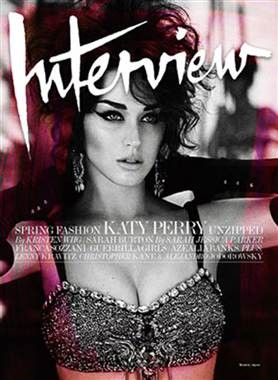 Ca sĩ Katy Perry sexy đến mức khó có thể nhận ra trên trang bìa của tạp chí Interview số ra tháng 3/2012.